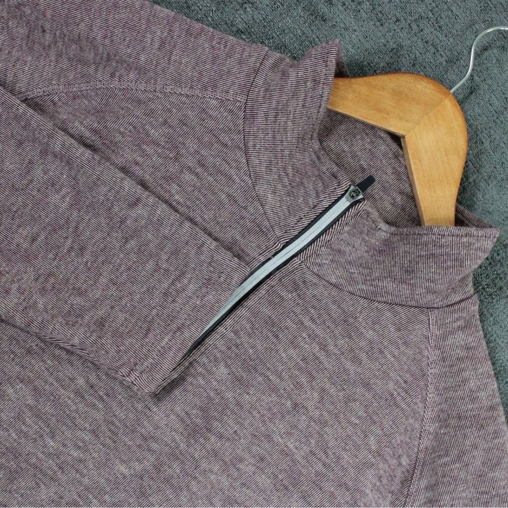 Zengjo Mens Quarter Zip Pullover Space Dye Burgundy Gray Size L Athletic Top